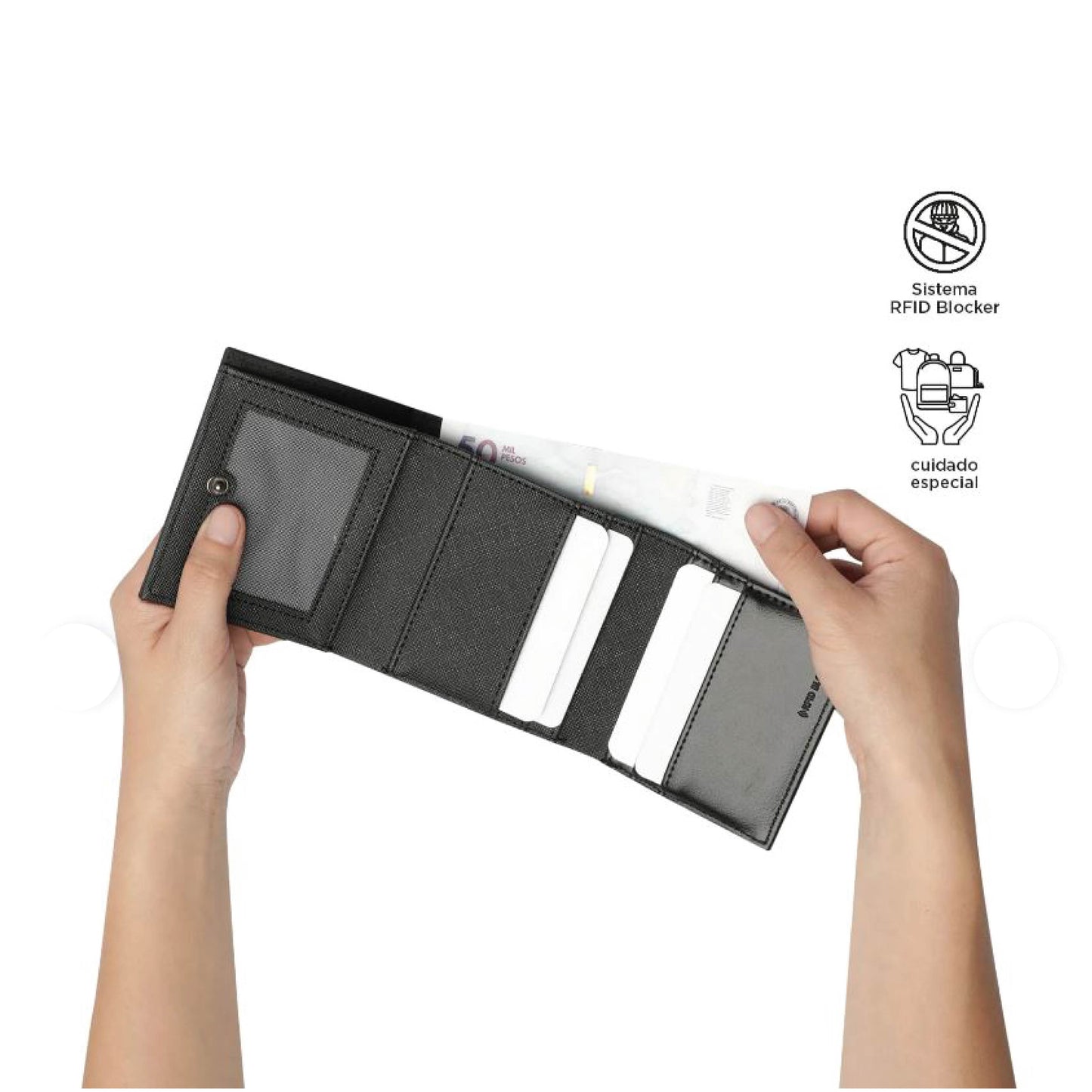 Billetera Totto Saffiano anti robo Rfid Para Hombre Color Negro