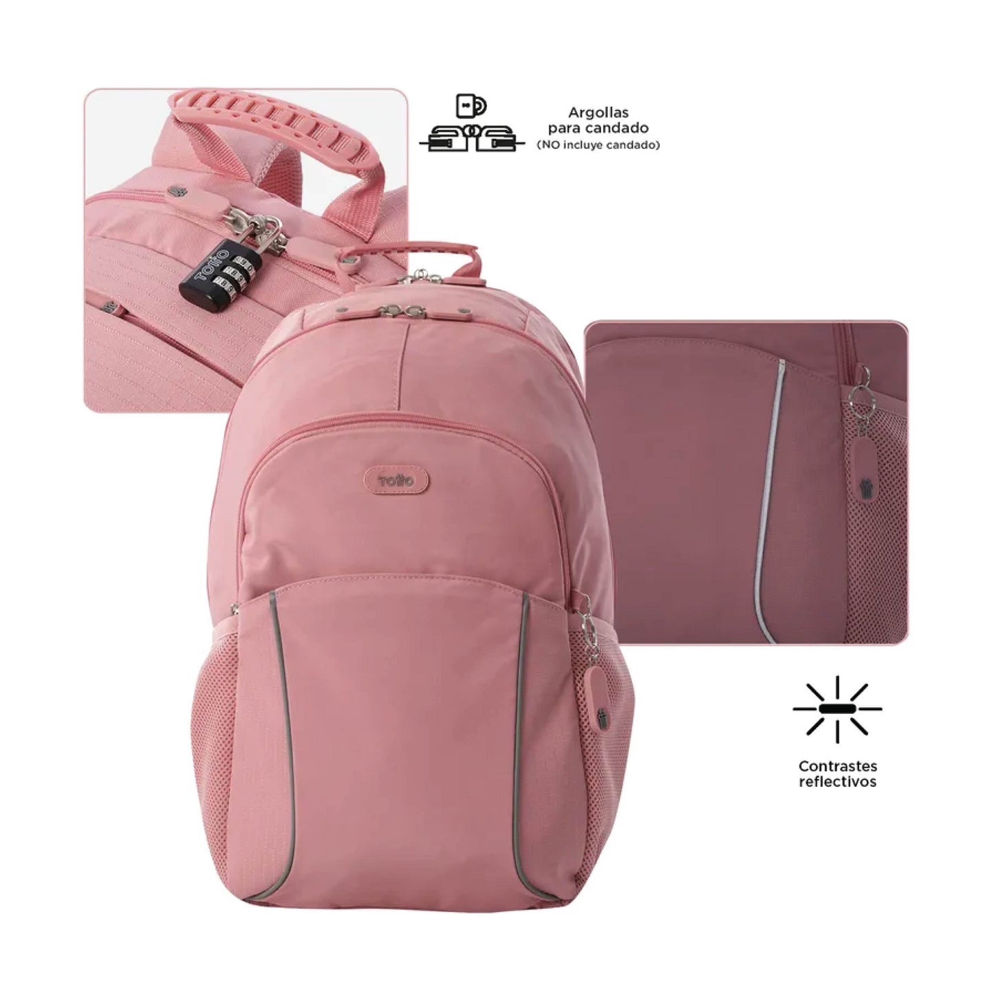 Mochila Totto Cambri 2.0 Color Rosa Para Mujer Porta Laptop