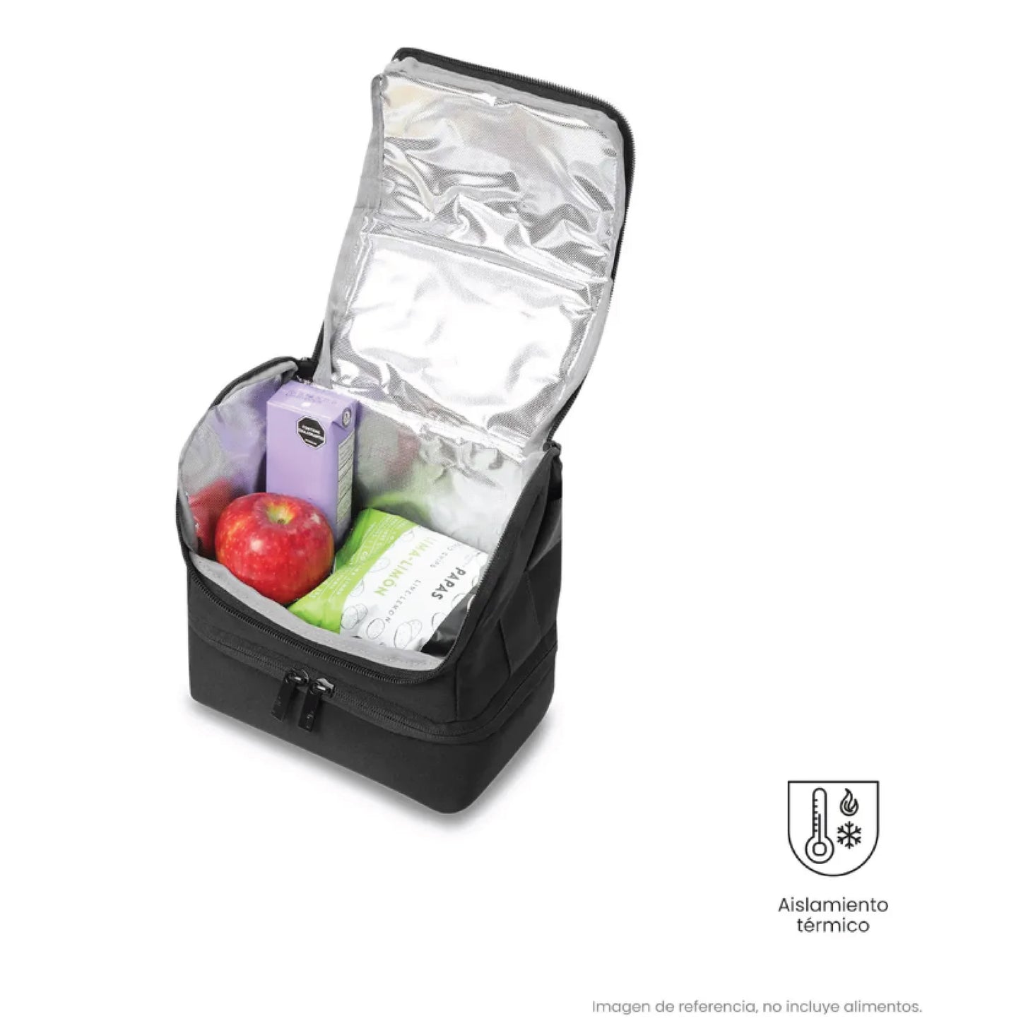 Lonchera Totto Térmica Steif M 6L Negra - Bolso Térmico Incluye Cubiertos | Portacomidas