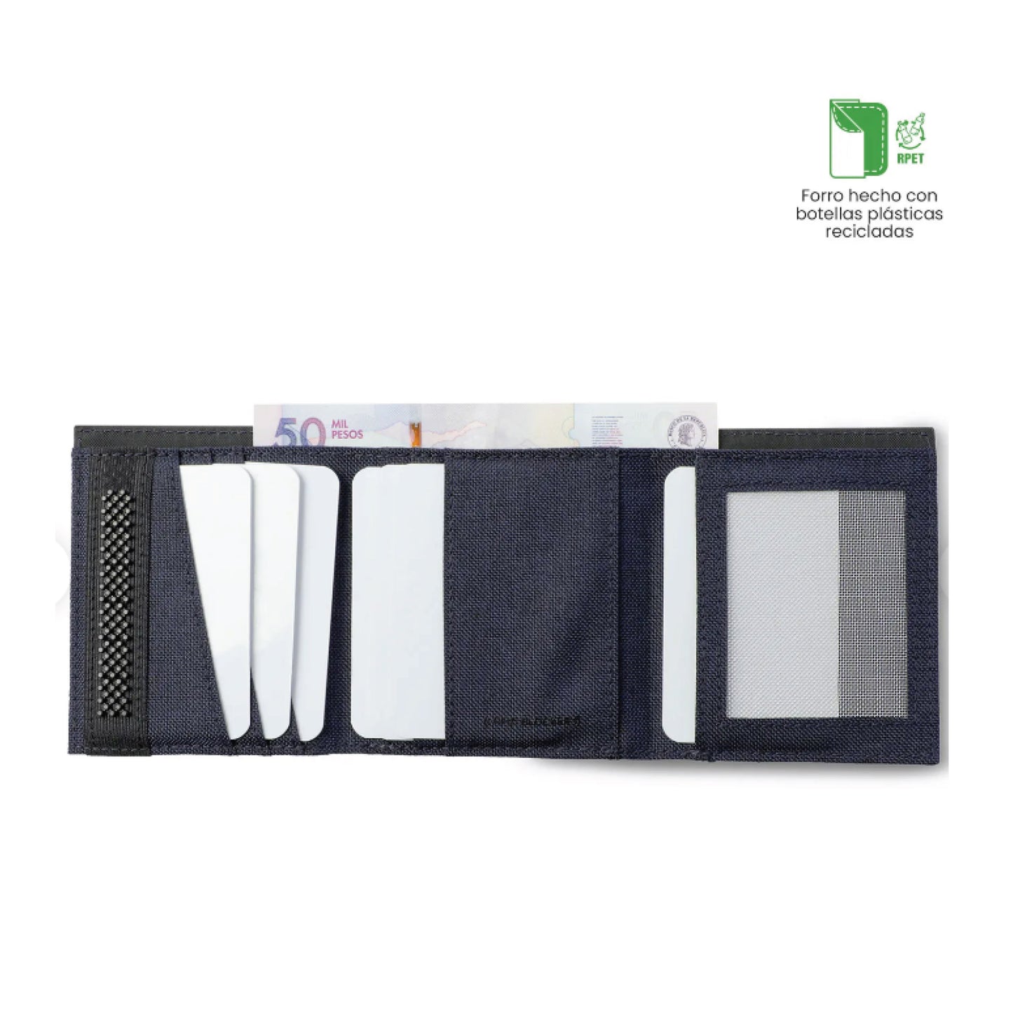 Billetera Totto para Hombre Riva Grande Azul – Con Protección RFID Blocker, Cierre en Velcro y Material Reciclado