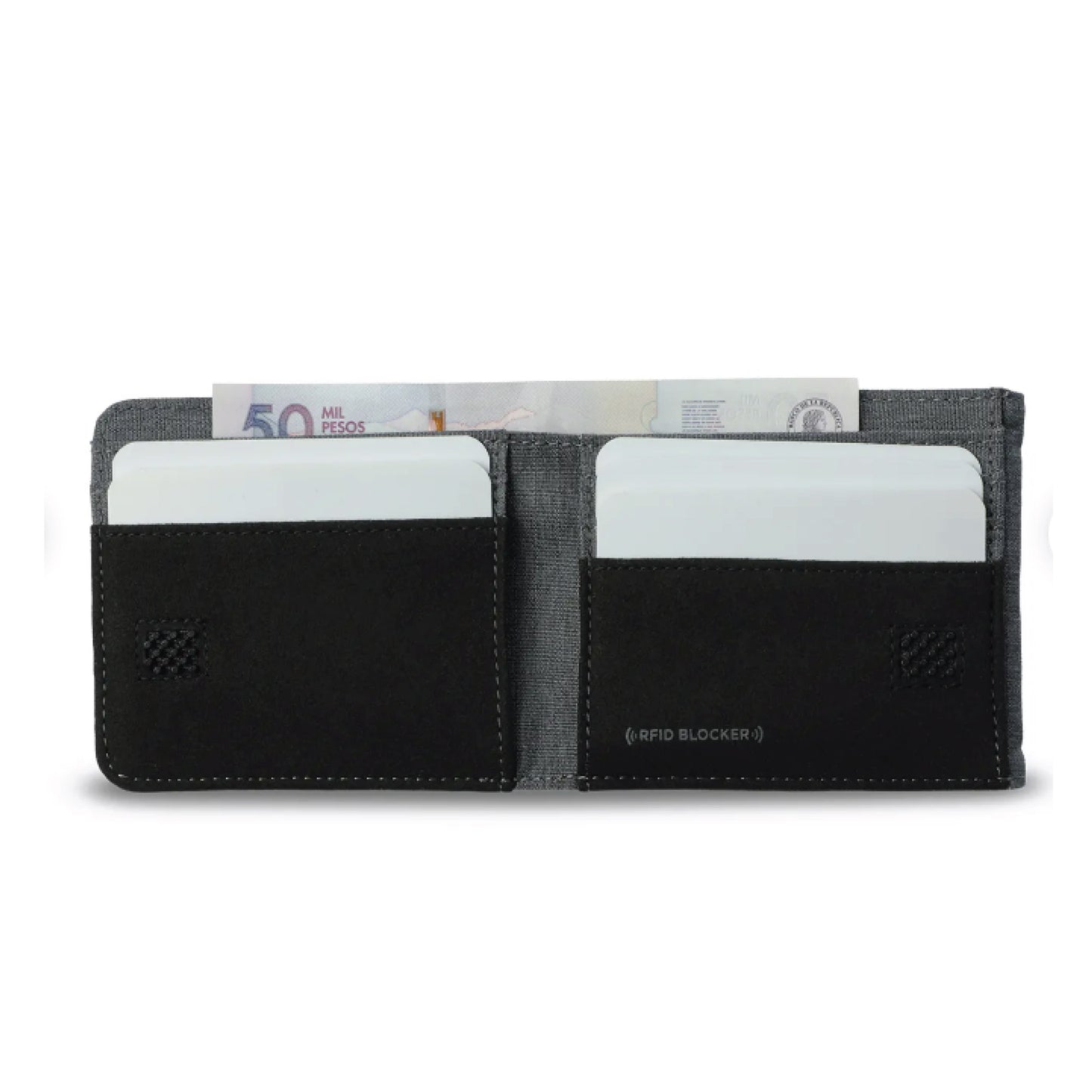 Billetera Totto para Hombre LAD Grande Gris – Con Protección RFID Blocker, Cierre en Velcro y Material Sostenible