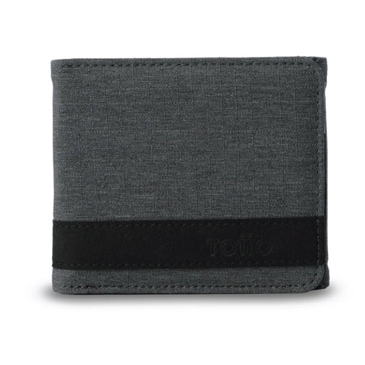 Billetera Totto para Hombre LAD Grande Gris – Con Protección RFID Blocker, Cierre en Velcro y Material Sostenible