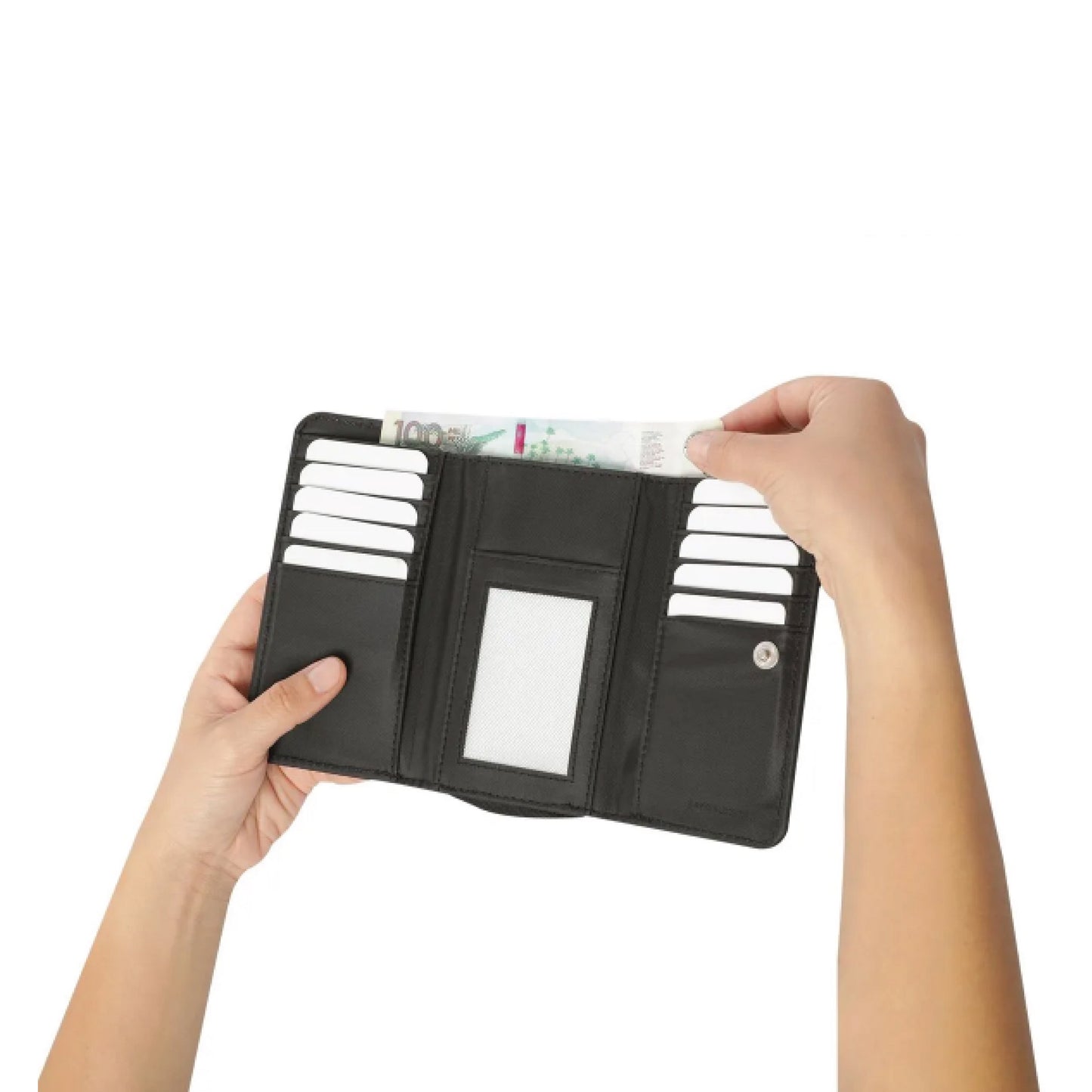 Billetera Totto Grande para Mujer Texture Var – Con Protección RFID Blocker y 16 Organizadores – Negra