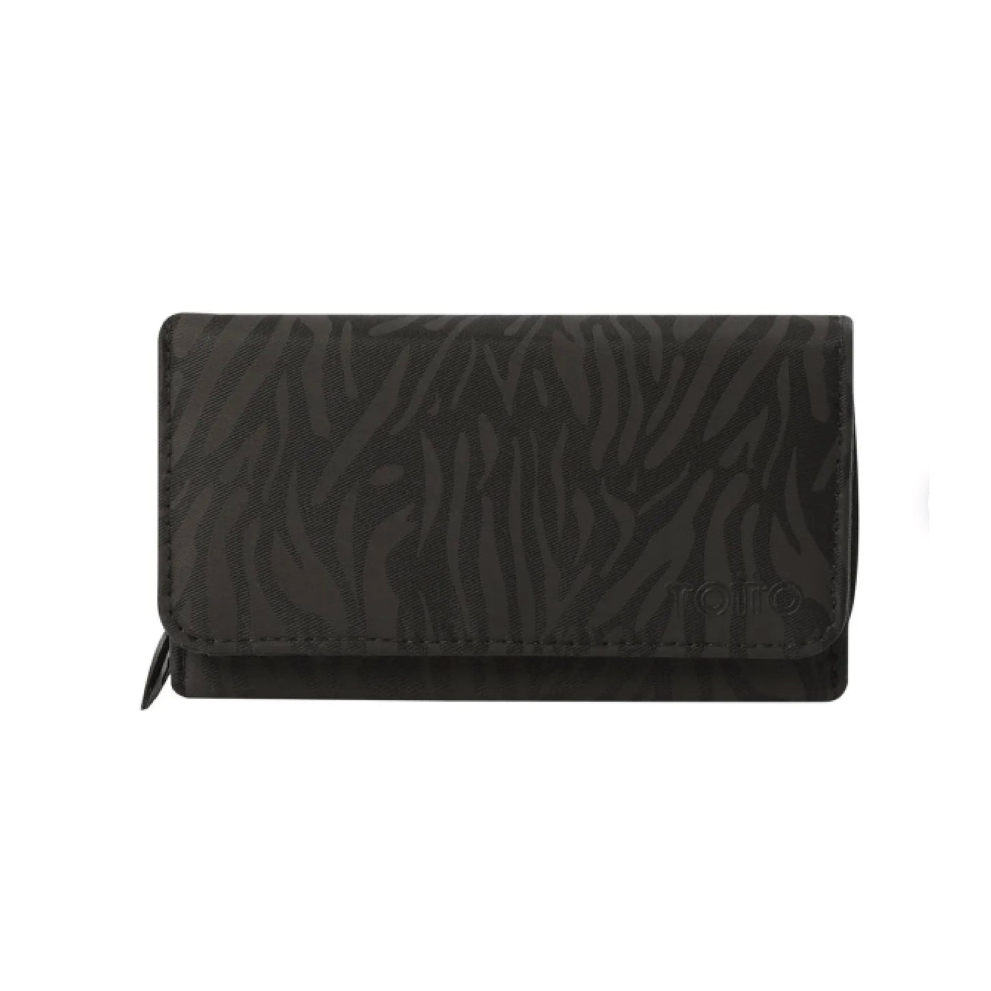Billetera Totto Grande para Mujer Texture Var – Con Protección RFID Blocker y 16 Organizadores – Negra