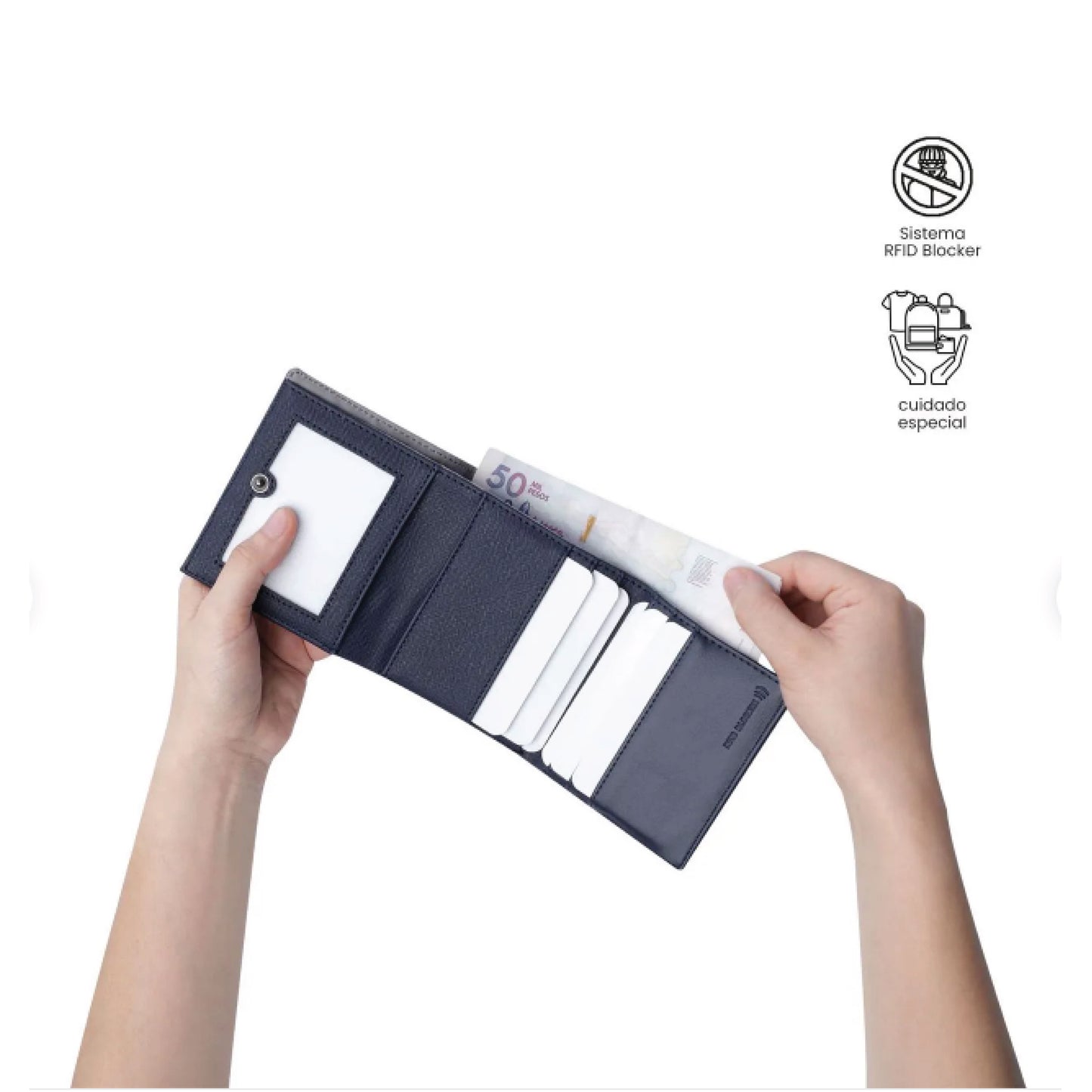 Billetera Totto para Hombre Saffiano Aqi Azul – Con Protección RFID Blocker, Cierre de Broche y Diseño Compacto