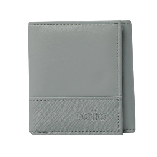 Billetera Totto para Hombre Saffiano Aqi – Con Protección RFID Blocker, Cierre de Broche y Diseño Compacto – Gris