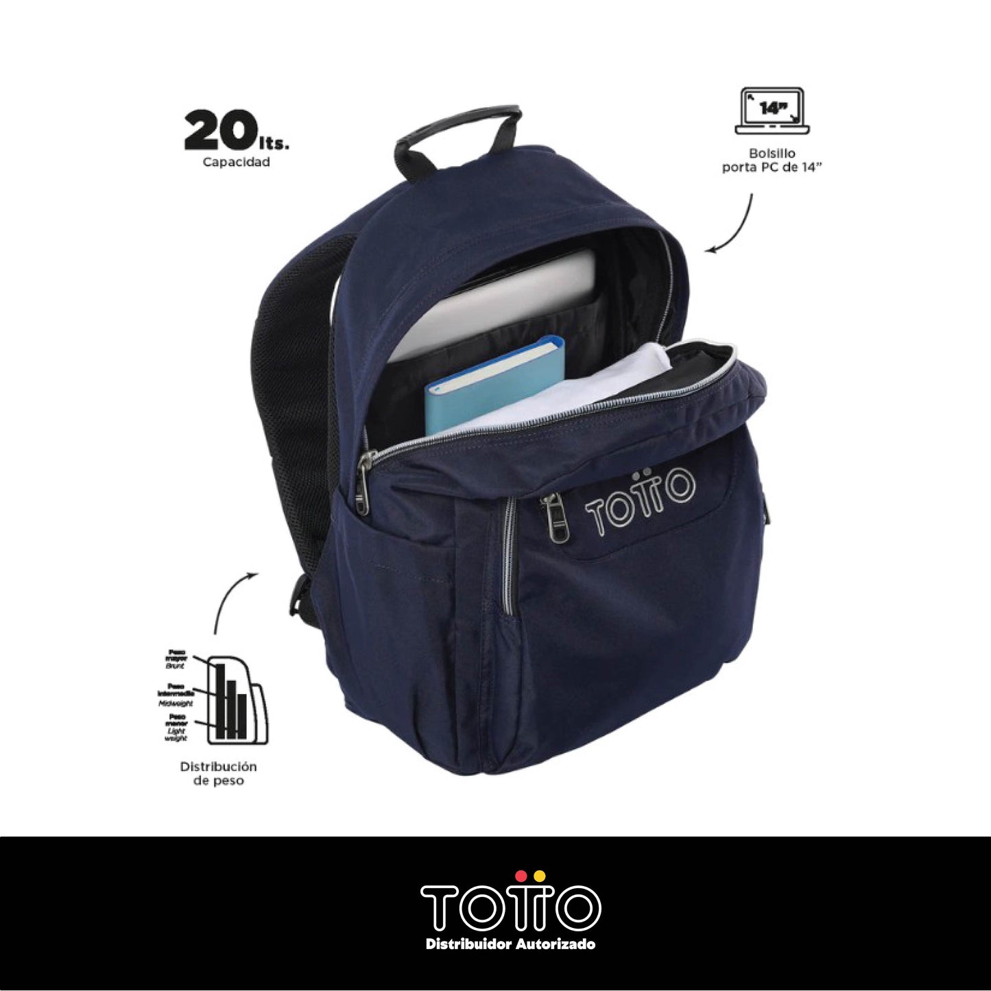 Mochila Totto Acuarela Color Azul