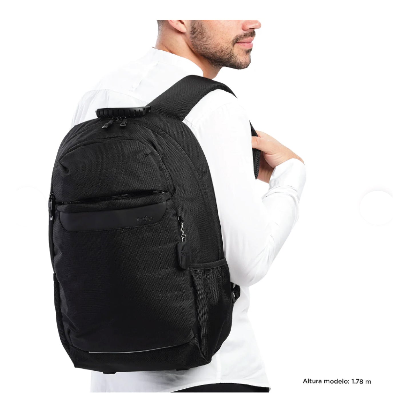 Mochila Totto Berton Porta Laptop 15" Antirrobo - Morral Ejecutivo con Bolsillo Secreto | Negro