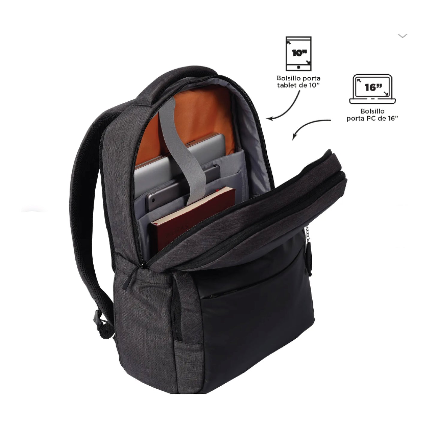 Mochila Totto Ejecutivo Dallas Negro - Porta Laptop 16" y Tablet 10" | Mochila Oficina Hombre