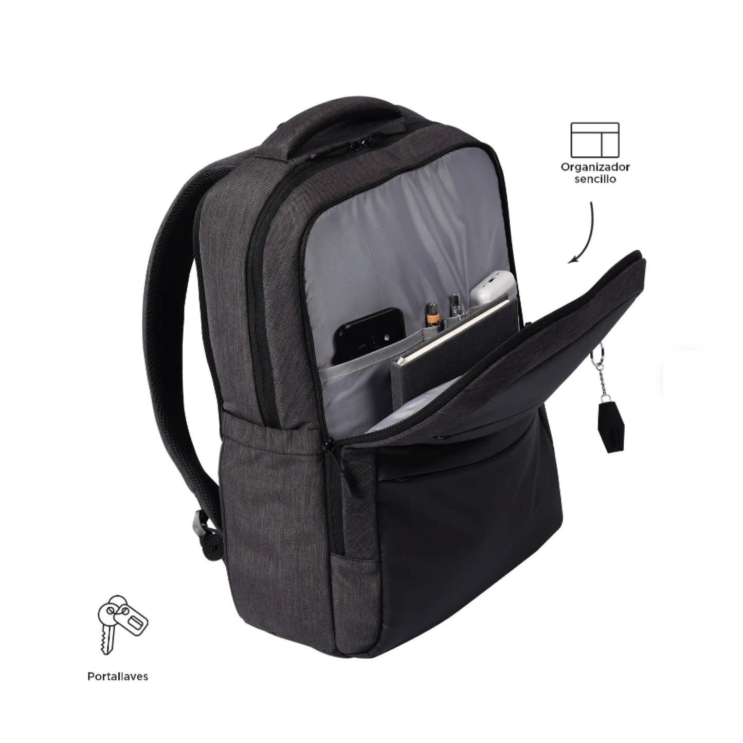Mochila Totto Ejecutivo Dallas Negro - Porta Laptop 16" y Tablet 10" | Mochila Oficina Hombre