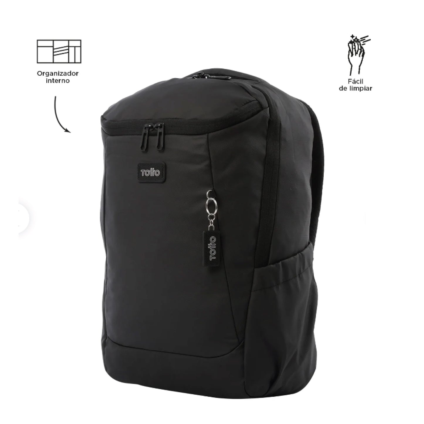 Mochila Totto Storm Porta Laptop 16" - Morral Negro con Acabado Rubber Fácil de Limpiar