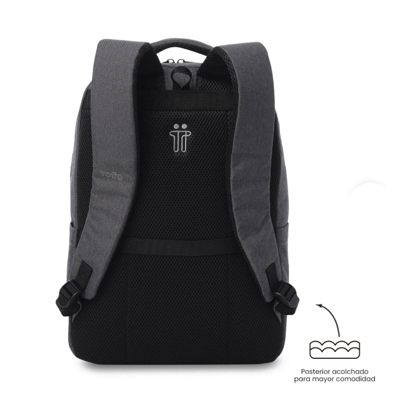 Mochila Totto Osaka Negro - Porta Laptop 15.4" | Mochila de Oficina con Acabado Melange