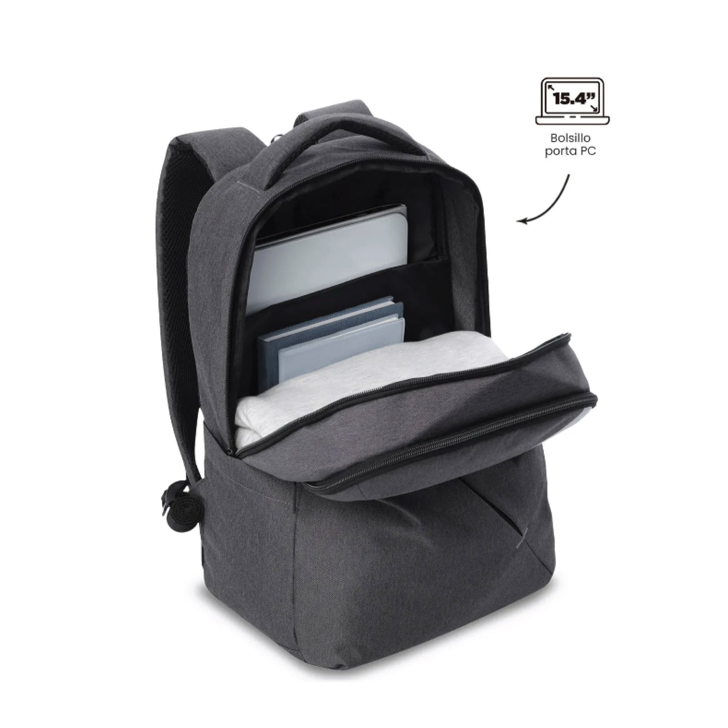 Mochila Totto Osaka Negro - Porta Laptop 15.4" | Mochila de Oficina con Acabado Melange