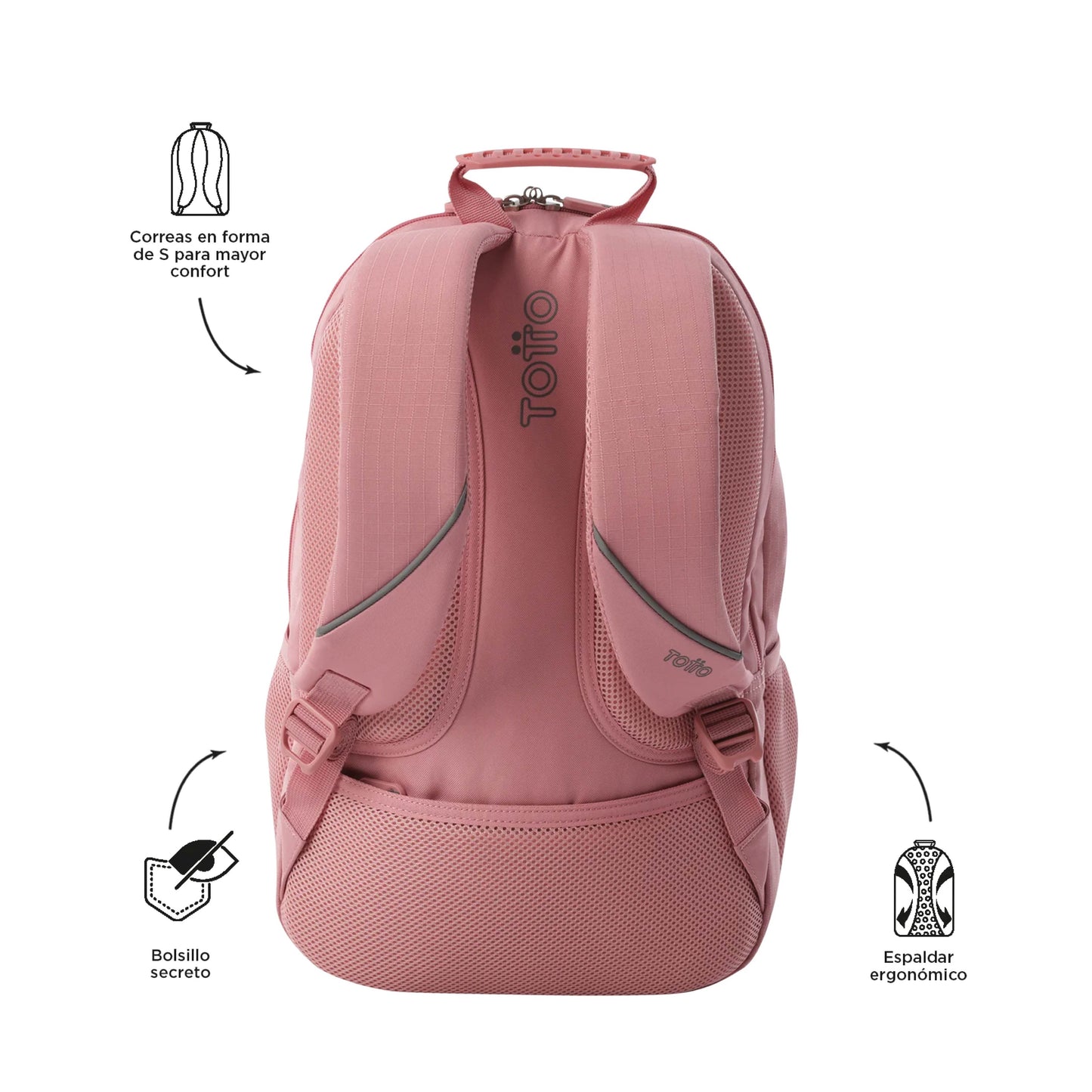 Mochila Totto Cambri 2.0 Color Rosa Para Mujer Porta Laptop