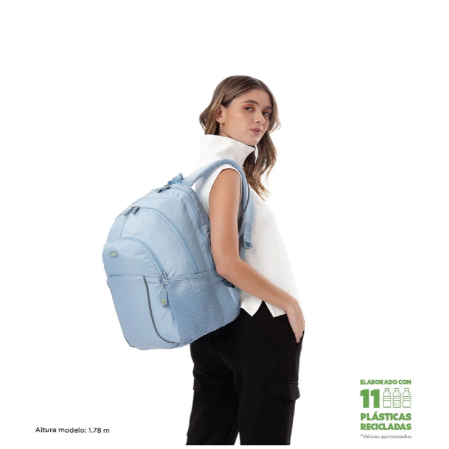 Mochila Totto Ecológica para mujer Cambri 2.0 - Porta Laptop 15.4" | Lona Reciclada RPET 32L Antirrobo