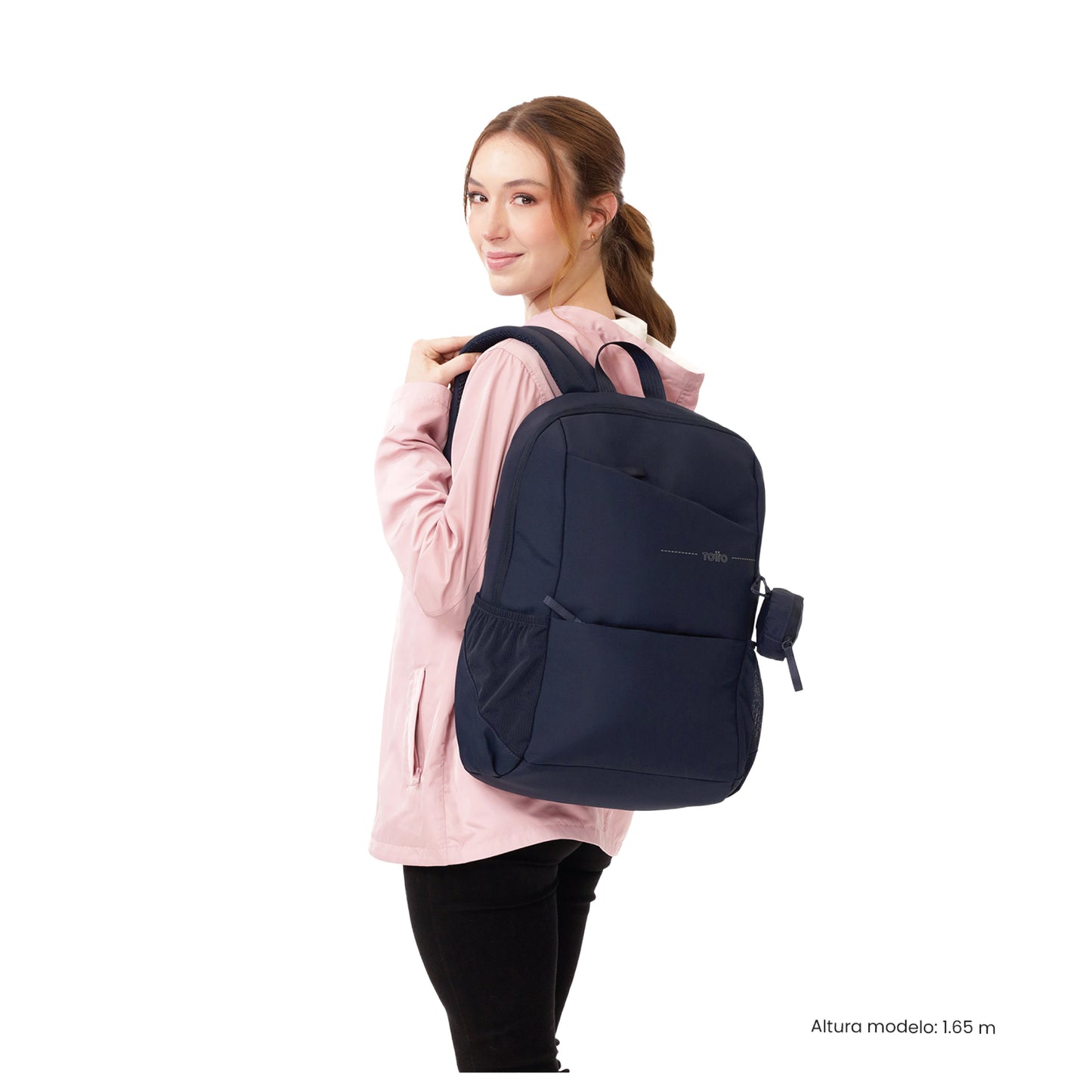 Mochila Totto Mujer Suzuka Azul - Porta Laptop 16" Ecológica RPET | Morral de Viaje y Oficina