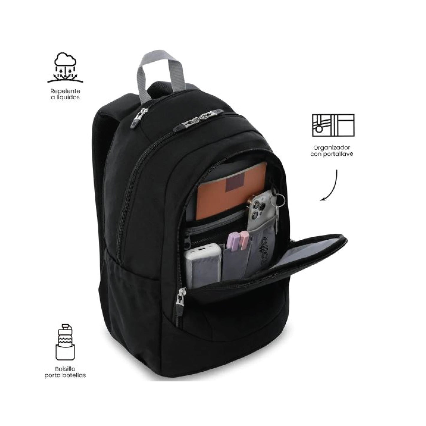 Totto Mochila Goctal 2.0 Porta PC 15.4" Negro para viaje y trabajo
