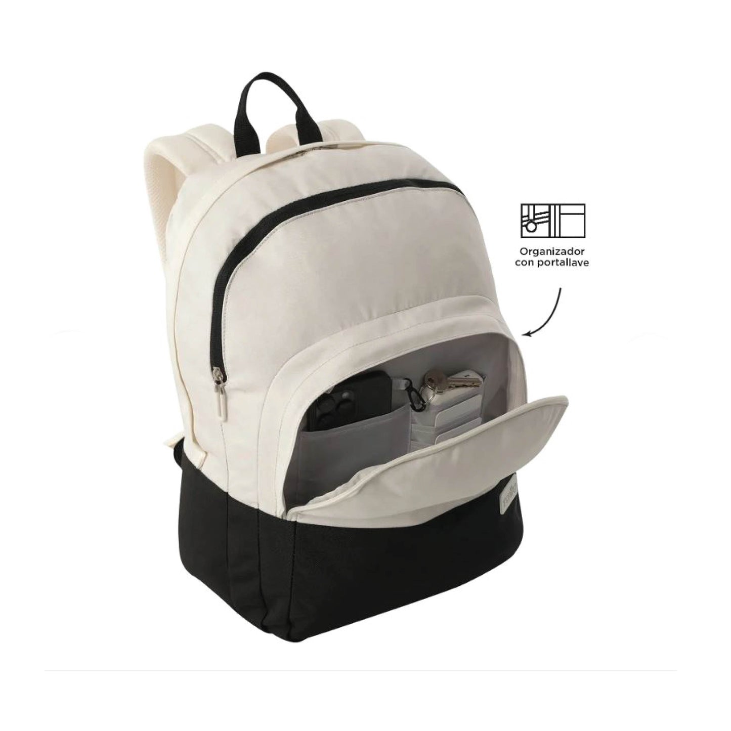 Mochila Totto Porta PC 16" Toluca 2.0 Color Blanco y negro