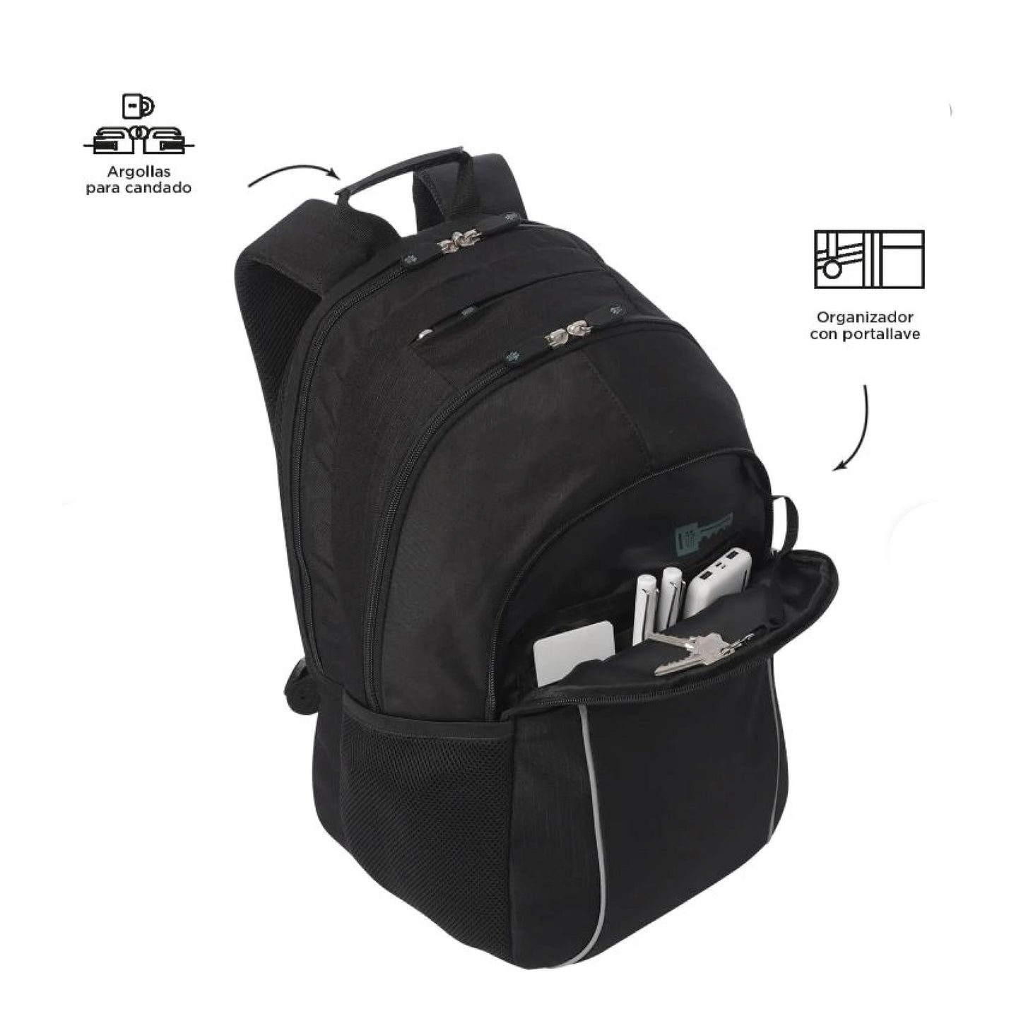 Mochila Totto Cambri 2.0 Porta PC 15.4" Negro para viaje y trabajo