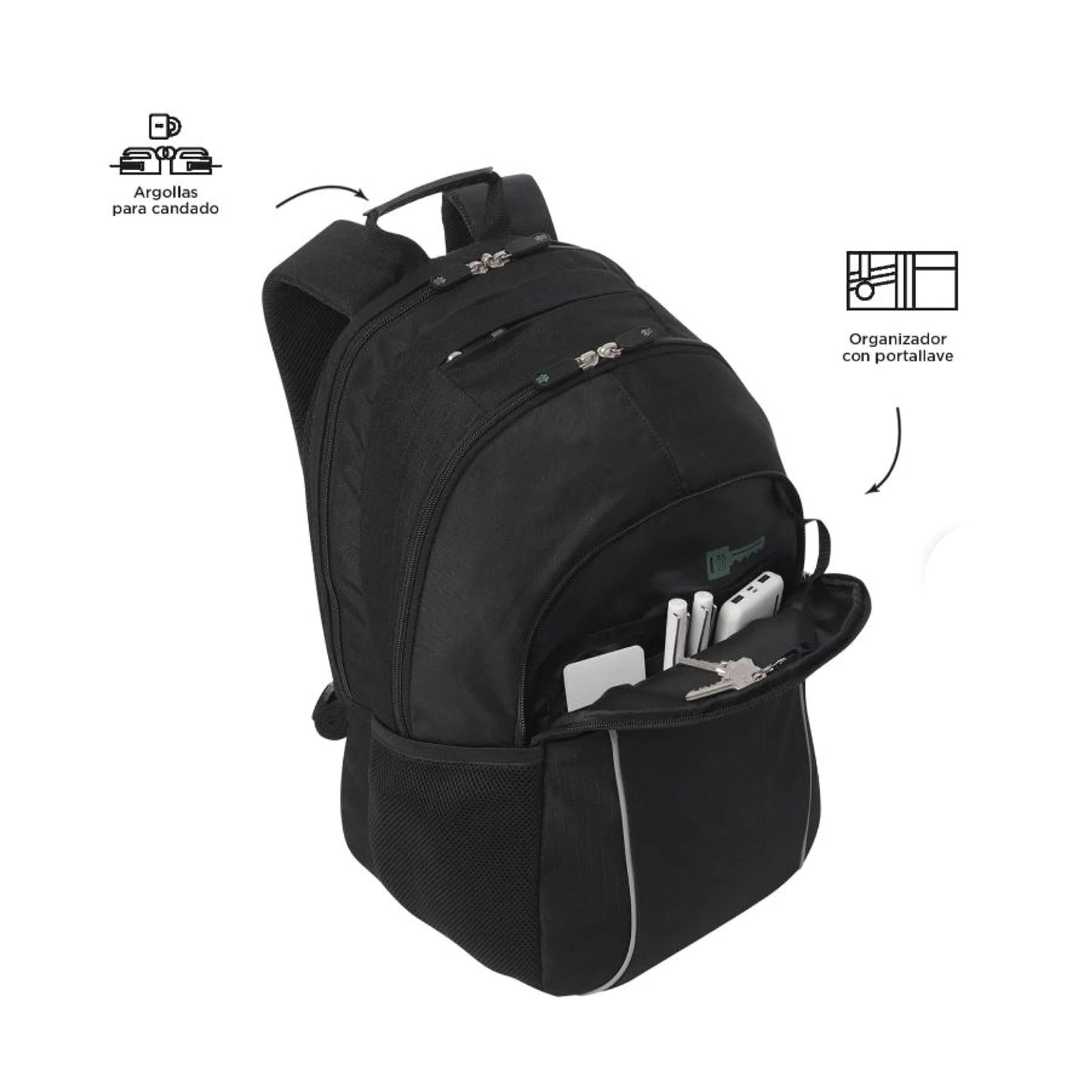 Mochila Totto Cambri 2.0 Porta PC 15.4" Negro para viaje y trabajo