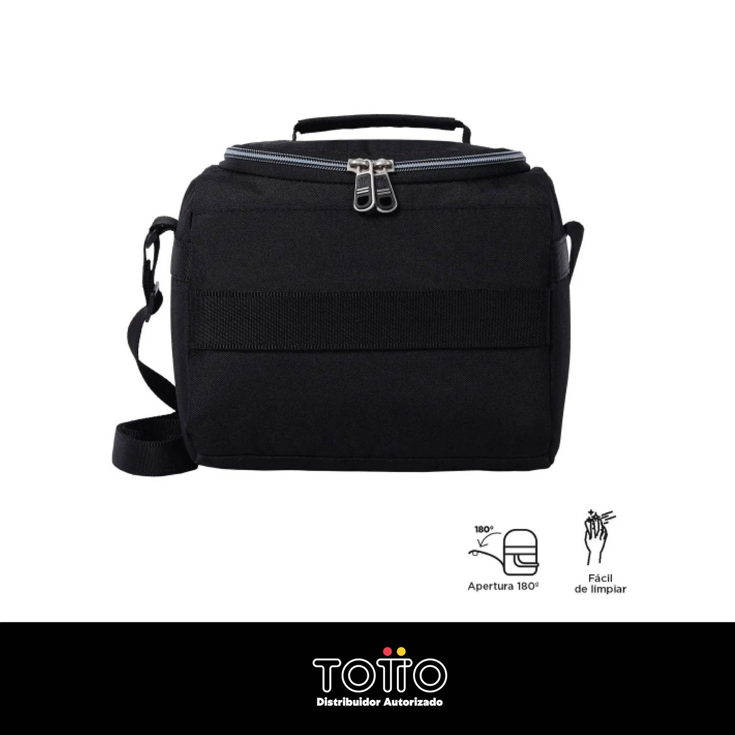 Lonchera Totto Resaltador Color Negro Semi Impermable